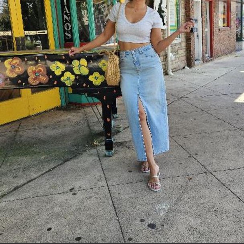 Target denim maxi skirt size 17